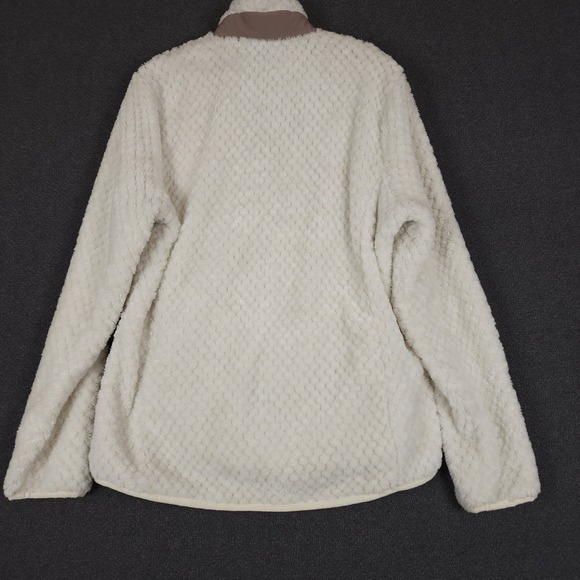 Eddie Bauer Women XL Sherpa Fleece Snap Neck Pullover Ivory Cream Cozy - Picture 5 of 11